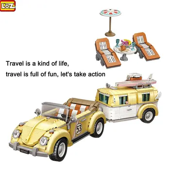 LOZ MOC Yaratıcı Yapı Taşları Beetle Sevimli Karakterler Araba Piknik Camper Araç Tuğla Setleri Çocuk Çocuk Oyuncakları Kız Hediyeler