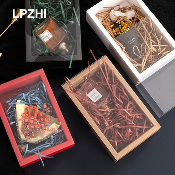 LPZHI 5 Adet Çekmece Tarzı Hediye Kutuları Düğün Doğum Günü Partisi çikolatalı kurabiye kalıbı Ambalaj Dekorasyon Şekeri Şeffaf Kapaklı