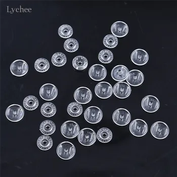 Lychee Ömrü 50 Takım Şeffaf Plastik Düğme Bağlantı Elemanları 12mm Şeffaf Kombine Düğmeler Dikiş Giyim DIY Dikiş El Sanatları