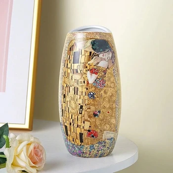 Lüks Avrupa Klimt Öpücük Seramik Vazo Ev Dekor Yaratıcı Tasarım Porselen Dekoratif Çiçek Vazo Düğün Dekorasyon İçin