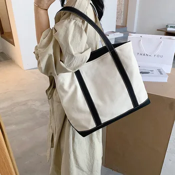 Lüks Çanta Kadın 2021 Yeni Moda Kanvas omuzdan askili çanta Kadın Büyük Kapasiteli Alışveriş Çantaları Vintage Tasarımcı Tote Çanta Bayanlar