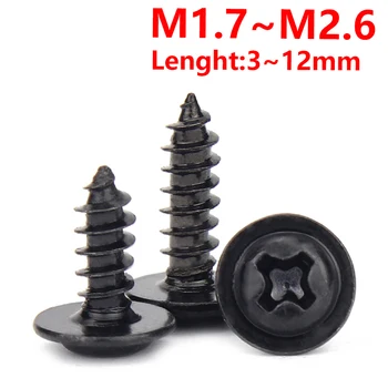 M1.7 M2 M2.3 M2. 6 Siyah Çelik Phillips akıllı vida Yıkayıcı İle Metrik Konu Yuvarlak Çapraz Tava Kafa Ped İle vidalı cıvata