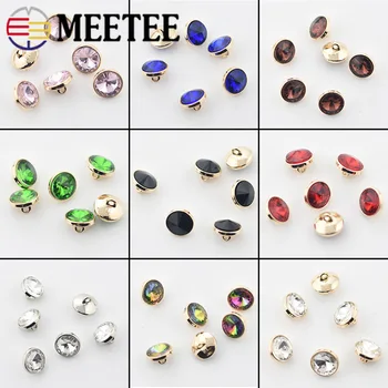 Meetee 20/50 adet 10mm Metal Saplı Düğmeler Rhinestones Gömlek Düğmesi DIY Kostüm Dekorasyon Toka Dikiş Scrapbooking Malzeme