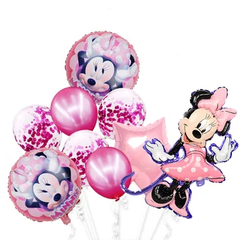 Minnie mouse folyo balonlar mickey 1st doğum günü partisi süslemeleri çocuklar balon numarası 1 globos bebek duş konfeti lateks topu oyuncak