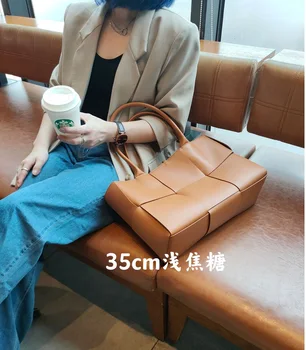 Moda Dokuma kadın büyük el çantası Çanta Büyük Kapasiteli Çanta alışveriş çantası Hakiki deri Bayan omuzdan askili çanta Çanta