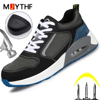 Moda güvenlik ayakkabıları Erkekler Kadınlar İçin iş ayakkabısı Anti-smash Çelik Burunlu Ayakkabı Anti-delinme Koruyucu ayakkabı hava yastığı Sneakers