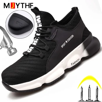 Moda İş Sneakers Güvenlik ayakkabıları Erkekler çelik burun Koruyucu ayakkabı Anti-smash Anti-delinme iş ayakkabısı Erkek endüstriyel ayakkabı
