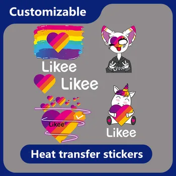 Moda Tshirt ısı transferi çıkartmalar renkli aşk kalp demir on Transferi yamalar Like karikatür Logo ısı basın etiket toptan
