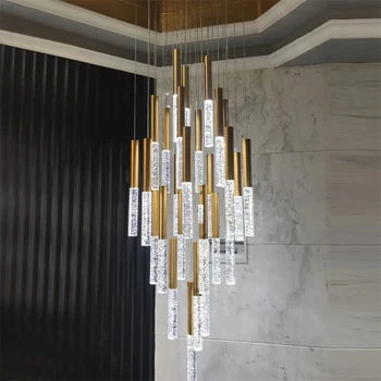 Modern Tavan Kristal Led Avize Uzun Kristal Asılı Lamba Merdiven Oturma Odası İskandinav Minimalist Kapalı aydınlatma armatürü