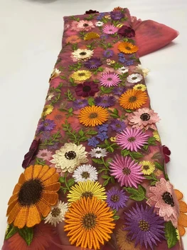 Nijeryalı 3d çiçek Dantel Kumaşlar 2022 yüksek kaliteli dantel Afrika Dantel Kumaş düğün elbisesi Fransız Tül Dantel Malzeme