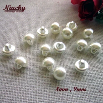 Niucky 8mm / 9mm Shank Mini İmitasyon İnci Düğmeler Giyim düğün elbisesi Dikiş Dekoratif Malzemeler P0301-010