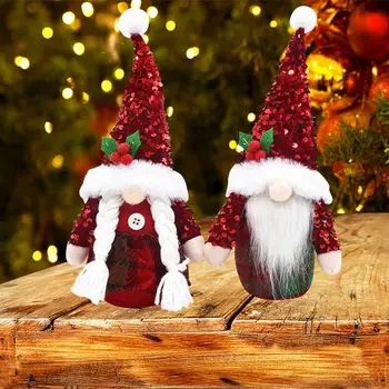 Noel Gnome Süslemeleri El Yapımı Peluş Heykelcik Noel Partisi Dekor İçin Masa Üstü Oturma Odası Mutfak Pencere Gnome Bebek