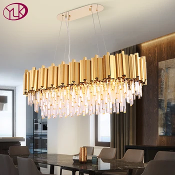 Oda yemek için modern kristal avize YOULAİKE oval tasarım altın/krom cristal lamba lüks mutfak ada asmak ışık fikstür