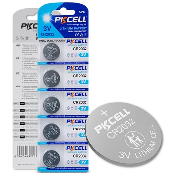 PKCELL CR2032 3V lityum düğme pil 5 Adet BR2032 DL2032 ECR2032 CR 2032 Lityum Piller akıllı saat Kronometre Uzaktan