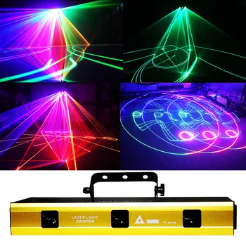 Profesyonel 3W RGB Sahne aydınlatma etkisi DMX Ses Müzik Tarama lazer projektör ışıkları DJ disko Parti Kulübü Bar Düğün Lambası