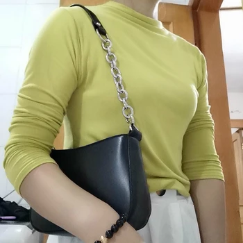 PU deri postacı çantası Kadınlar için Moda Tasarım Bayanlar Zincir Siyah Çanta Çanta Kadın Mini Koltukaltı omuz çantaları