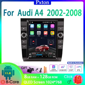 Pxton Tesla Ekran araba android radyosu Stereo Multimedya Oynatıcı Audi A4 2002-2008 Carplay Otomatik 8G + 128G 4G WIFI DSP Kafa