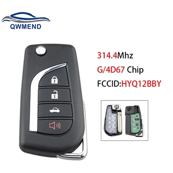 QWMEND HYQ12BBY 314.4 Mhz Araba Uzaktan Anahtar Toyota Camry Avalon Corolla Matrix RAV4 Akıllı Araba Anahtarı 4 Düğmeler G / 4D67 Çip Yeni stil