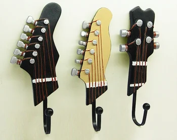 Retro 3 adet / takım Gitar Kafaları Kanca Müzik Ev Reçine Elbise Şapka Askısı Film Duvar Kanca Ev Dekorasyon Dropship