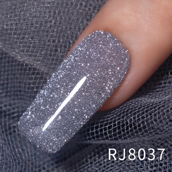RS TIRNAK 10ml Yansıtıcı Glitter Jel Oje Kış Renk Köpüklü Sequins Kapalı İslatın UV LED Vernik Tırnak Sanat Taban Üst Jel