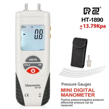 RZ Dijital Manometre Hava Basıncı Ölçer Ölçer Hava Basıncı Diferansiyel Ölçer Veri Tutma Medidor Presion +/-13.79 Kpa HT1890 LCD