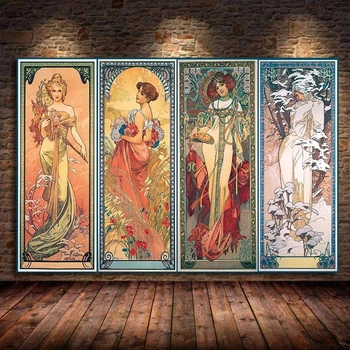 Sanatçı Alphonse Mucha Tuval Boyama Posterler ve Baskılar Klasik Poster Duvar Sanatı Resimleri ıçin Oturma Odası Dekorasyon Cuadros