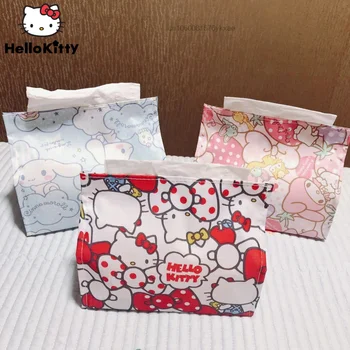 Sanrio Hello Kitty Doku Kutusu kutu konteyner Araba İçin Sevimli Karikatür Desen Peçete Doku Tutucu Melodi Kağıtları Çantası Kozmetik Kutusu