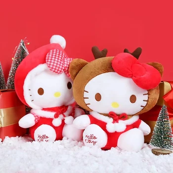 Sanrio Hello Kitty Sevimli Peluş Noel Bebek Noel Baba Geyik Kawaii Kabarık Yumuşak doldurulmuş oyuncak Odası Dekorasyon Ev Dekor Hediyeler