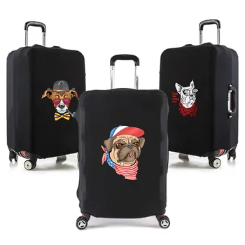 Seyahat Bagaj Koruyucu Kapak için 18-28 İnç Gezgin Aksesuarları Bavul Köpek Baskı Elastik Toz Duffle Kılıf Kol Korumak