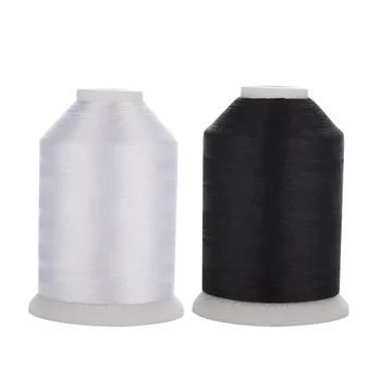 Simthread Beyaz Siyah Trilobal Polyester Nakış ipliği Dikiş İpliği 40wt Tkt 120 Tex 27 in 1100Yds 2 mini kral Makaraları