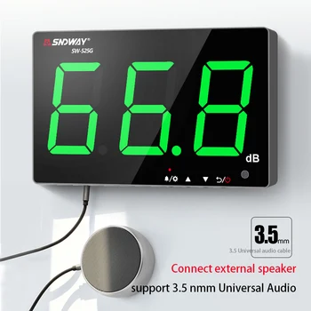 SNDWAY Dijital Ses Seviyesi Ölçer SW - 525G 30~130db LCD Göstergesi Kapalı/Açık Gürültü ölçme aracı Duvar Asılı Desibel Metre