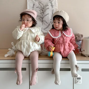 Sonbahar ve Kış Toddler Kız Bodysuits Çocuk Giysileri Bebek Kız Erkek Romper Uzun Kollu Yaka Tulum Bebekler için