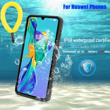 Su geçirmez Kılıf İçin Huawei P40 P30 Pro P20 Lite Mate 30 Pro Su Geçirmez Kabuk IP68 Kapak Yüzmek Dalış Açık Spor Anti-fall