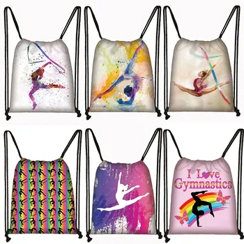 Suluboya Jimnastik sanat Baskı Sırt Çantası Kadın İpli Çanta Kızlar Sırt Çantası Jimnastikçi saklama çantası için seyahat ayakkabısı Tutucu Hediye