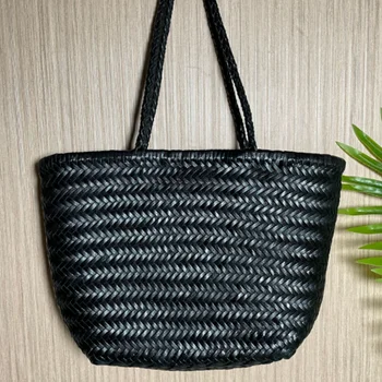 Tasarımcı dokuma tote çanta kadın hakiki deri inek derisi örgü alışveriş sepeti çanta kadın kova çanta toptan 2022 yeni