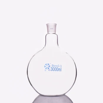 Tek standart ağız düz dipli flask, Kapasite 3000 ml ve ortak 29/32, tek boyun yuvarlak şişe