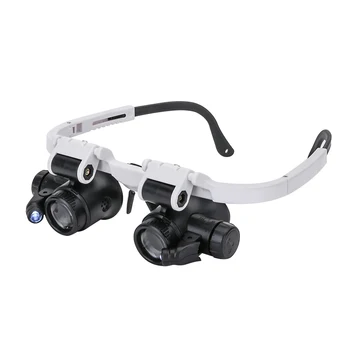 Teleskopik Büyüteç Gözlük Loupes 2 portatif LED ışık 8X / 15X / 23X Lens Gözlem Büyüteç Gözlük Okuma Kuyumcu