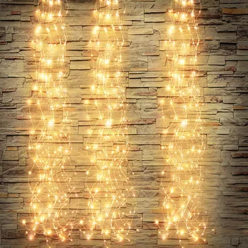 Thrisdar 200/600 LEDs Vines şube ışık bakır tel şelale peri dize ışık noel düğün tatil ağacı çelenk ışık