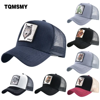 TQMSMY Yaz Unisex Hip Hop Işlemeli Hayvan Erkekler Beyzbol Kapaklar Kadın Nefes Örgü Snapback Şapka erkek kamyon şoförü şapkaları Kap