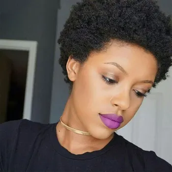 Ucuz Afro İnsan Saç Kinky Kıvırcık Peruk Siyah Kadınlar İçin Kısa Bob Doğal Kabarık Peruk Brezilyalı İnsan Saç Satış Tutkalsız Baıhong