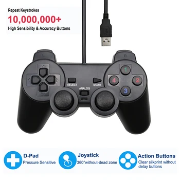 USB Kablolu Denetleyici Oyun Joystick Gamepad Titreşim Joystick playstation WinXP / Win7 / Win8 / Win10 İçin pc bilgisayar Dizüstü Bilgisayar