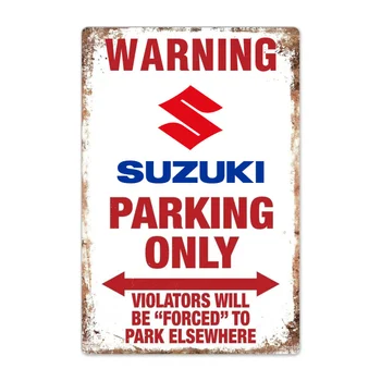 Uyarı Suzuki Park Sadece Tabela Vintage Garaj Tabela Oto Araba Motosiklet Kamyon işareti