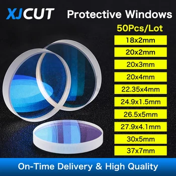XJCUT 50 Adet Sıcak Satış Boyutu Optik Lazer Koruyucu Pencereler 18*2 27.9*4.1 30*5 37*7 lazer Kafası için 1064nm Kuvars Kaynaşmış Silika