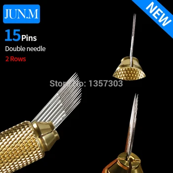 Yeni 15 Pins 2 satır Kalıcı Makyaj Kaş Dövme Bıçak Microblading İğneler 3D Nakış Manuel dövme kalemi