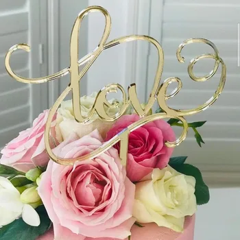 Yeni Aşk Akrilik sevgililer Günü Kek Toppers Altın Sanat Harfler Pişirme Kek Topper Doğum Günü Partisi için Kek Dekorasyon Malzemeleri