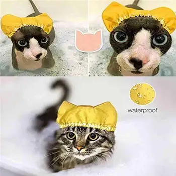 Yeni duş boneleri Kedi Banyo Anti-kulak Su Hood Evcil Su Geçirmez Kapaklar Ayarlanabilir Kulak Geçirmez Banyo Şapka Pet Bakım Kaynağı G6P1