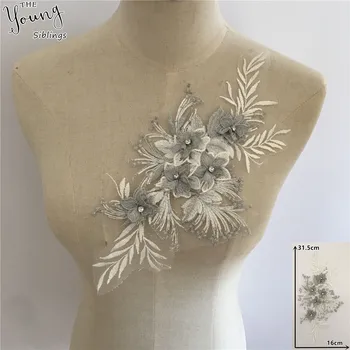 Yeni gelmesi 3D çiçekler Nakış Aplike Yaka Dantel yaka DIY Rhinestone Trim Dikiş Kumaş Giyim Aksesuar Scrapbooking