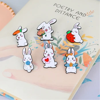 Yeni karikatür tavşan broş kadın Kore kişilik beyaz tavşan pimleri Çanta dekorasyon rozeti Aksesuarları toptan