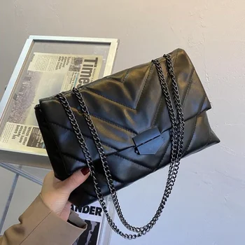 Yeni Moda Zincir Crossbody Çanta Kadın Moda omuzdan askili çanta Bayanlar Marka Tasarımcısı PU deri postacı çantası Bayan Çanta 2022