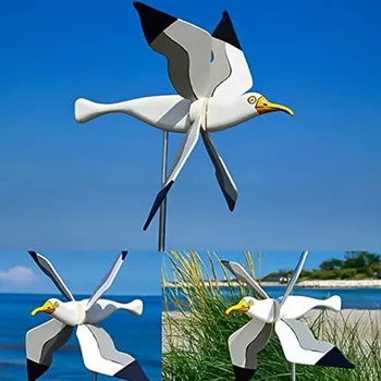 Yeni Sevimli Martı Whirligig Fırıldak Süsler Uçan Kuş Serisi Fırıldak Rüzgar Değirmenleri Bahçe Dekor İçin Kazık Rüzgar Spinners